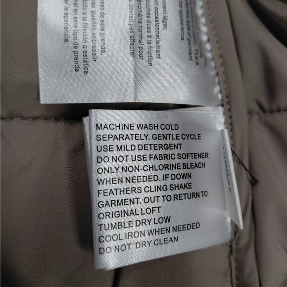 Michael Michael Kors Womens Down Puffer Jacket Coat Large Taupe Hooded Packable - Picture 13 of 13